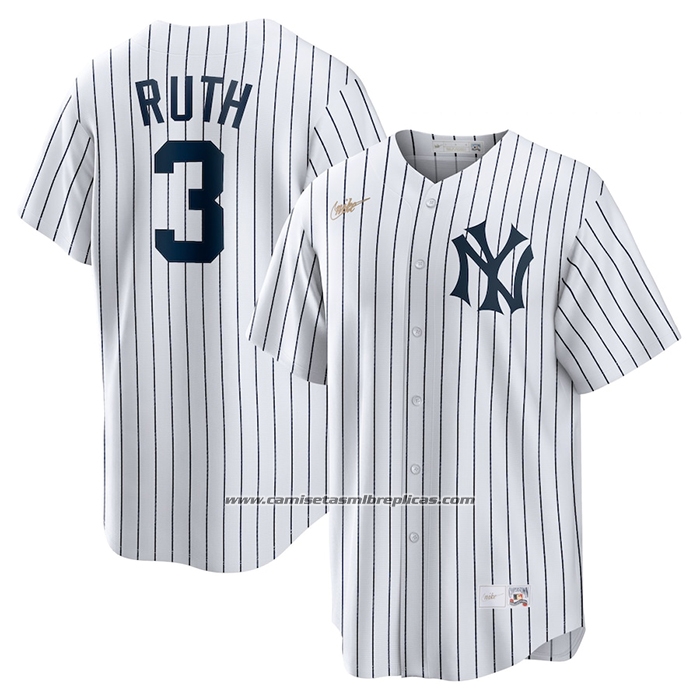 Camiseta Beisbol Hombre New York Yankees Babe Ruth Primera Cooperstown Collection Blanco